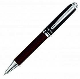 Ручка подарочная Silwerhof с пов.мех.  корп. карбоновый черно/корич